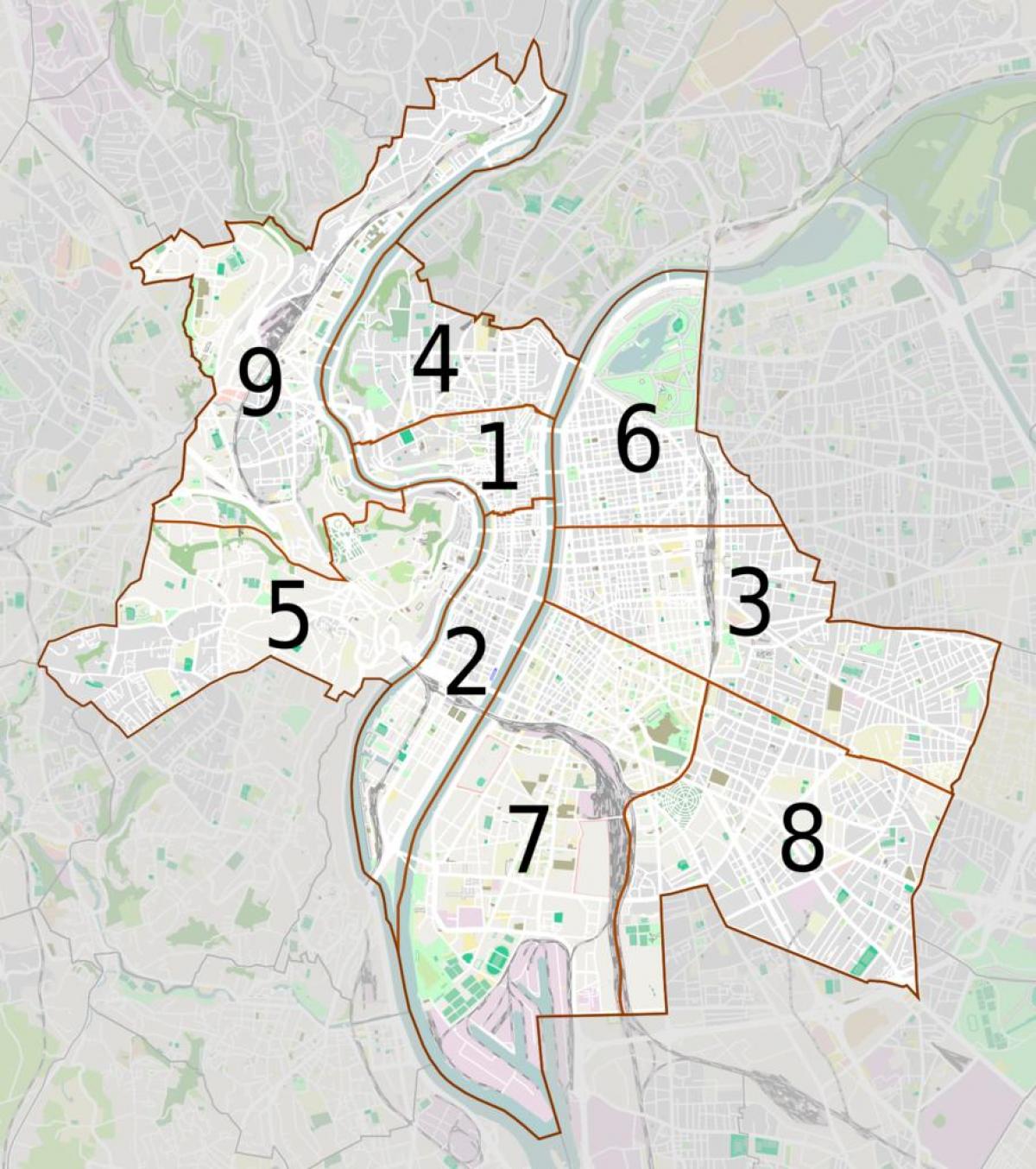 નકશો લ્યોન arrondissements